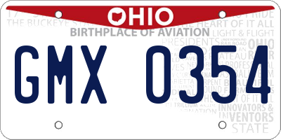 OH license plate GMX0354