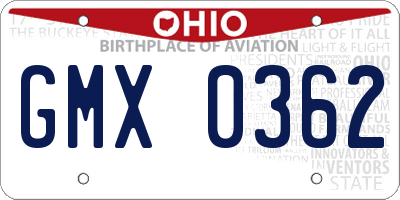 OH license plate GMX0362