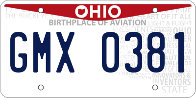 OH license plate GMX0381
