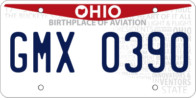 OH license plate GMX0390