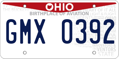 OH license plate GMX0392