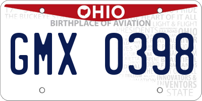 OH license plate GMX0398