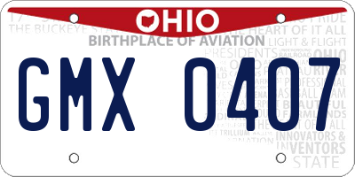 OH license plate GMX0407
