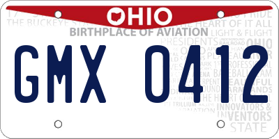 OH license plate GMX0412