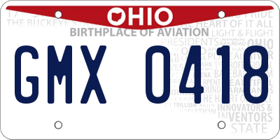 OH license plate GMX0418
