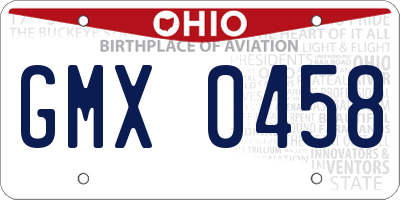 OH license plate GMX0458