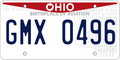 OH license plate GMX0496