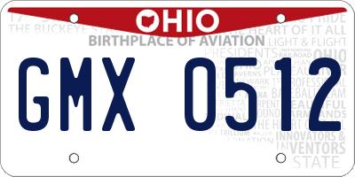 OH license plate GMX0512