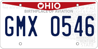 OH license plate GMX0546