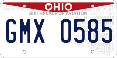 OH license plate GMX0585