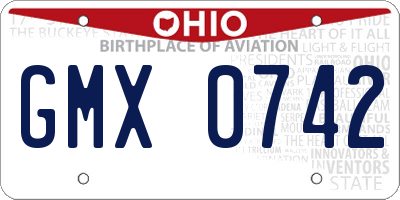 OH license plate GMX0742