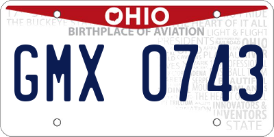 OH license plate GMX0743