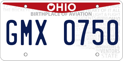 OH license plate GMX0750