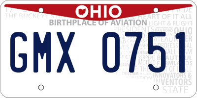 OH license plate GMX0751