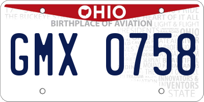 OH license plate GMX0758