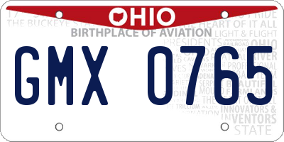 OH license plate GMX0765