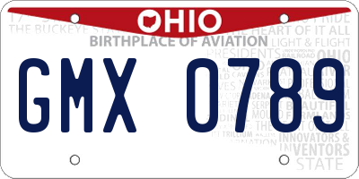 OH license plate GMX0789