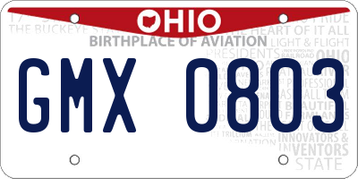 OH license plate GMX0803