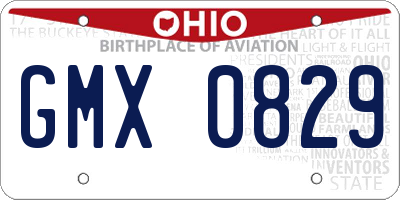 OH license plate GMX0829