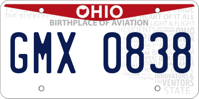 OH license plate GMX0838