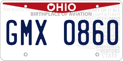 OH license plate GMX0860