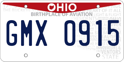 OH license plate GMX0915