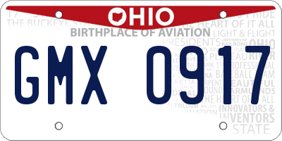 OH license plate GMX0917