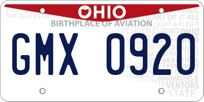 OH license plate GMX0920
