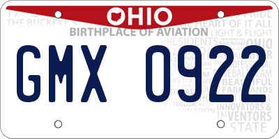 OH license plate GMX0922