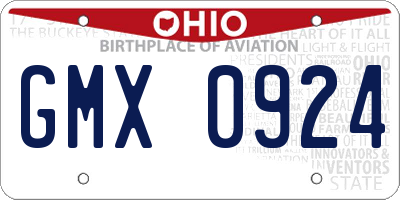 OH license plate GMX0924