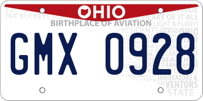 OH license plate GMX0928