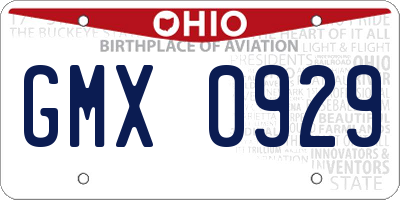 OH license plate GMX0929