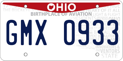 OH license plate GMX0933