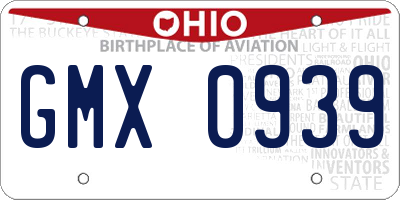 OH license plate GMX0939