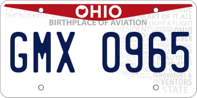 OH license plate GMX0965