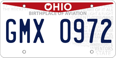 OH license plate GMX0972
