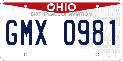 OH license plate GMX0981