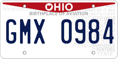 OH license plate GMX0984