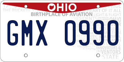 OH license plate GMX0990