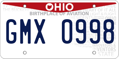 OH license plate GMX0998
