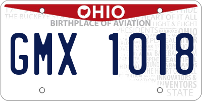 OH license plate GMX1018