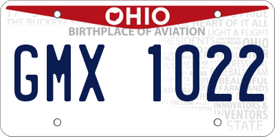OH license plate GMX1022