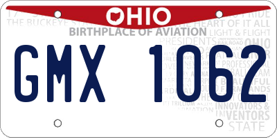 OH license plate GMX1062