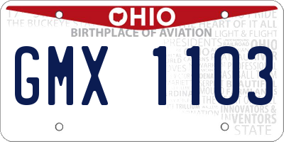 OH license plate GMX1103