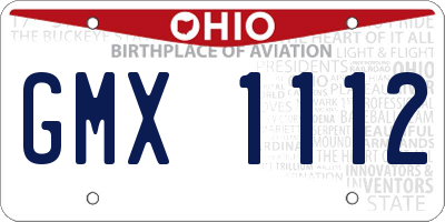 OH license plate GMX1112