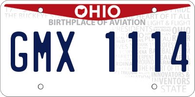 OH license plate GMX1114