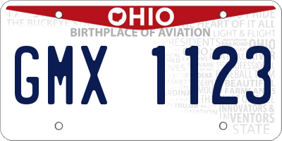 OH license plate GMX1123