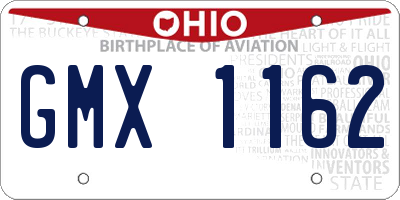 OH license plate GMX1162