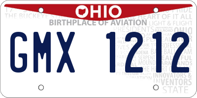 OH license plate GMX1212