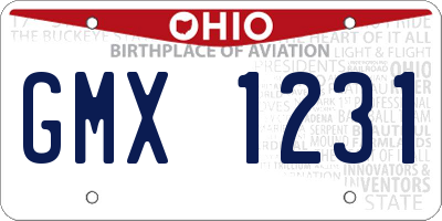 OH license plate GMX1231
